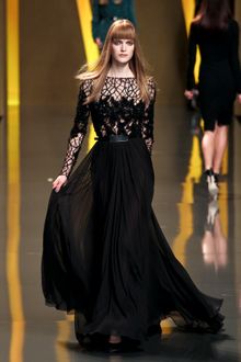 Elie Saab Fall 2012 Sheer Floral/Branch Inset Evening Gown - Lyst