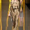 Elie Saab Fall 2012 Sheer Paillette Detail Evening Gown  in Gold - Lyst