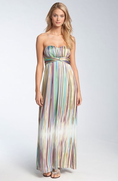 Jessica Simpson Sweetheart Charmeuse Maxi Dress in Multicolor (faded ...