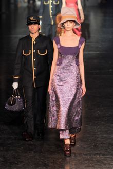 Louis Vuitton Fall 2012 Metallic Shimmer Floral Button Detail Dress - Lyst