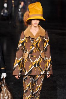 Louis Vuitton Fall 2012 Fur Collar Geometric Print Jacket  - Lyst