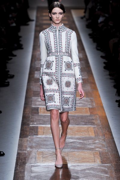 Valentino Fall 2012 CrossStitch Coat  in White - Lyst