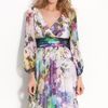 Maggy London Abstract Floral Print Silk Chiffon Dress in Multicolor (white/ multi) - Lyst