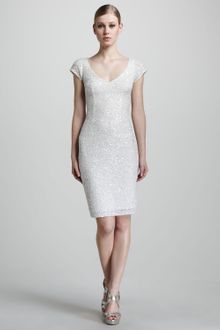 Theia Cap-sleeve Beaded Dress - Lyst