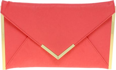 Asos Metal Bar Detail Envelope Clutch in Pink (rosepink) - Lyst