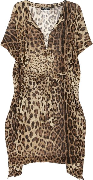  Leopard-print Chiffon Kaftan 