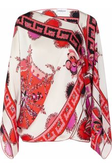 Emilio Pucci Printed Batwing Silk-satin Top - Lyst
