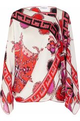 Emilio Pucci Printed Batwing Silk-satin Top