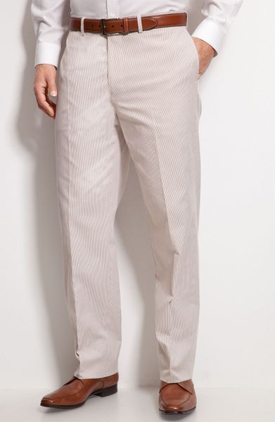 Nordstrom® Flat Front Pinstripe Trousers in Khaki for Men (khaki ... Nordstrom® Flat Front Pinstripe Trousers in Khaki for Men (khaki ...