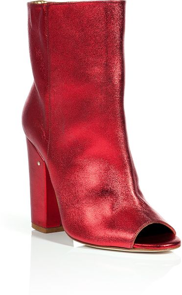 red peep toe bootie heels