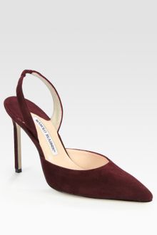 Manolo Blahnik Carolyne Suede Slingback Point Toe Pumps - Lyst