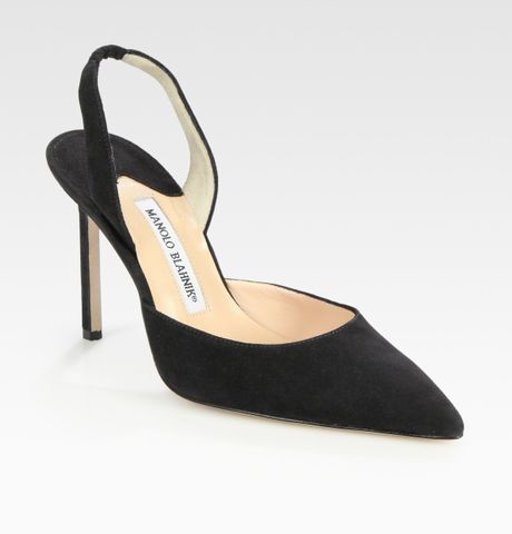 Manolo Blahnik Carolyne Suede Slingback Point Toe Pumps in Gray (grey) - Lyst