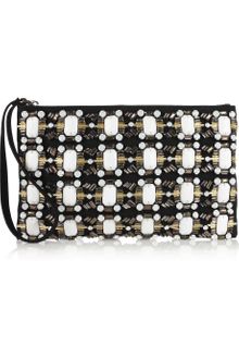 Marni Embellished Woven Canvas Clutch - Lyst