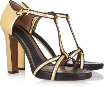 Marni Leather-trimmed Watersnake Sandals - Lyst