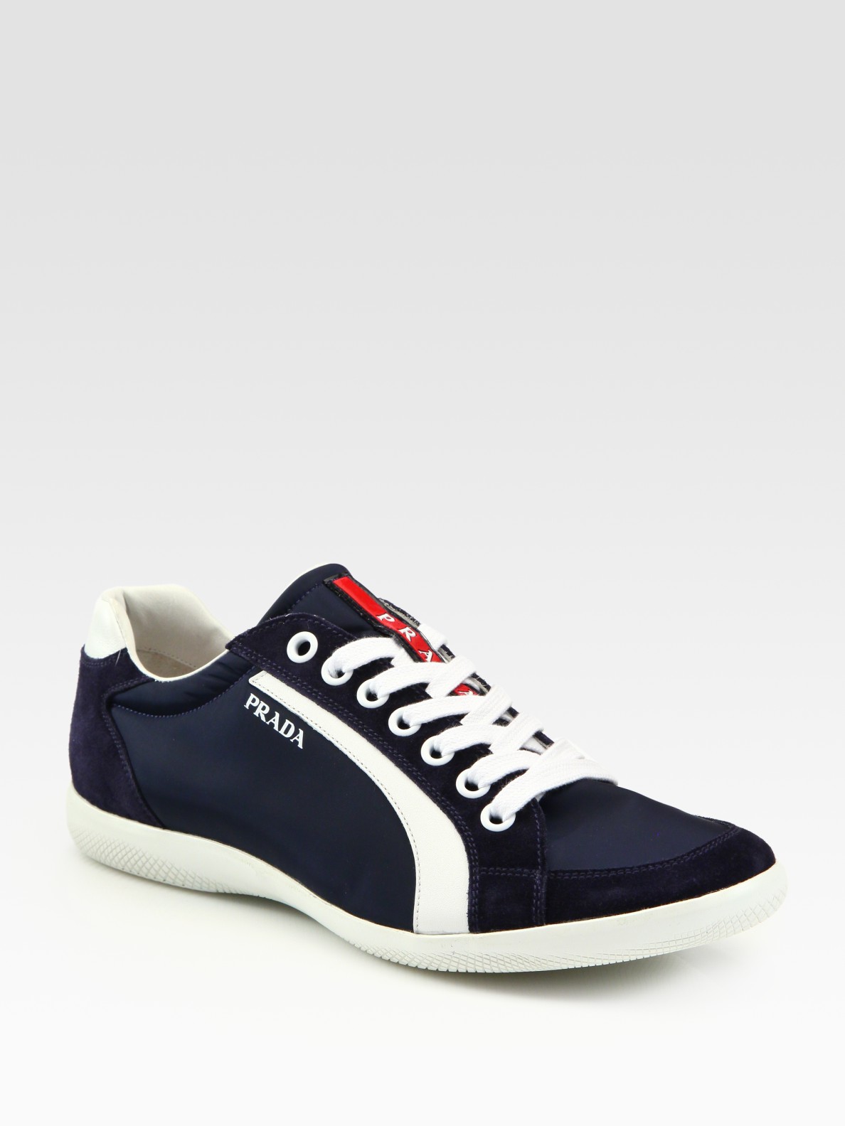 prada blue suede sneakers
