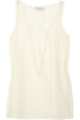Sandro Etourdi Lace-trimmed Brushed-silk Tank