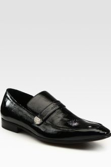 Versace Black Logo Loafers - Lyst