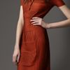 Burberry Pin Tuck Silk Dress in Red (dark spice) - Lyst