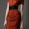 Burberry Pin Tuck Silk Dress in Red (dark spice) - Lyst
