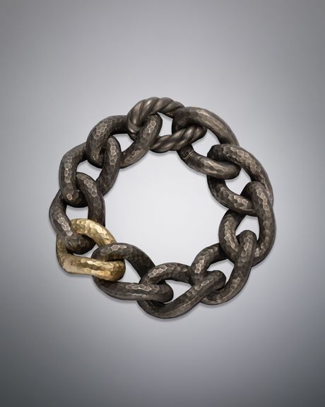 David Yurman Hammered Chain Bracelet in Gold (silver gold) - Lyst