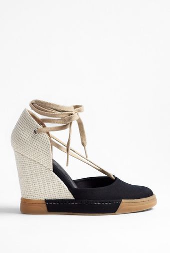  Ankle Tie Canvas Wedge 