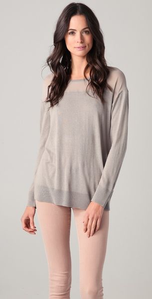 Dkny Silk Fine Knit Sweater in Gray (cement) - Lyst