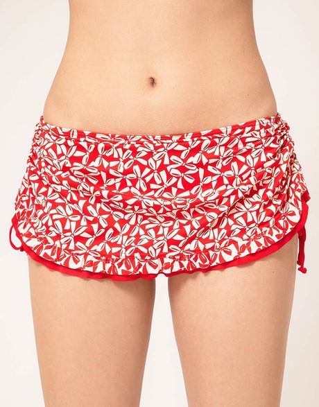 Freya Charleston Skirted Bikini Bottom In Red Lyst