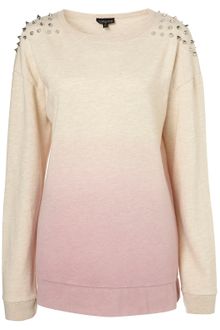 Topshop Stud Dip Dye Oversized Sweat - Lyst