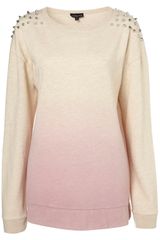 Topshop Stud Dip Dye Oversized Sweat