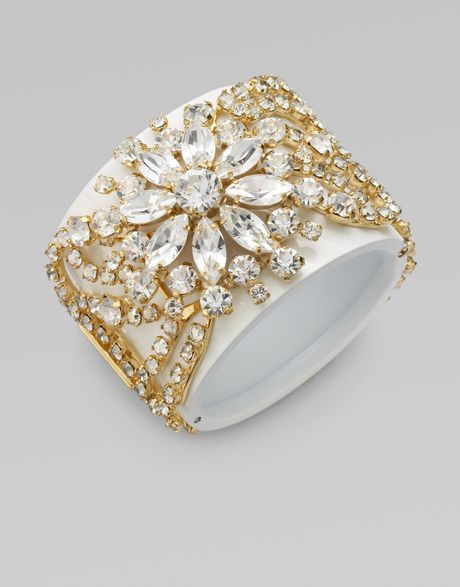 Vionnet Crystal Accented Cuff Bracelet in Gold (white) - Lyst