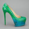 Gianmarco Lorenzi Python Skin Pump in Blue (green) - Lyst