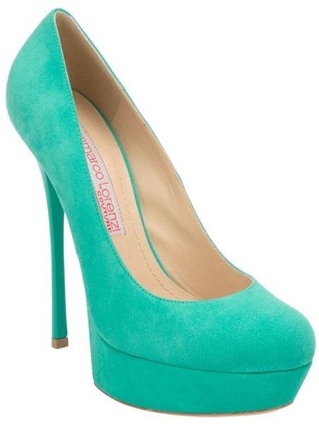 Gianmarco Lorenzi Suede Pump in Green (mint) - Lyst