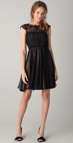  Chiffon Dress with Illusion Neckline 