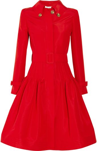 Oscar de la Renta Full Skirted Silk Faille Coat - Lyst