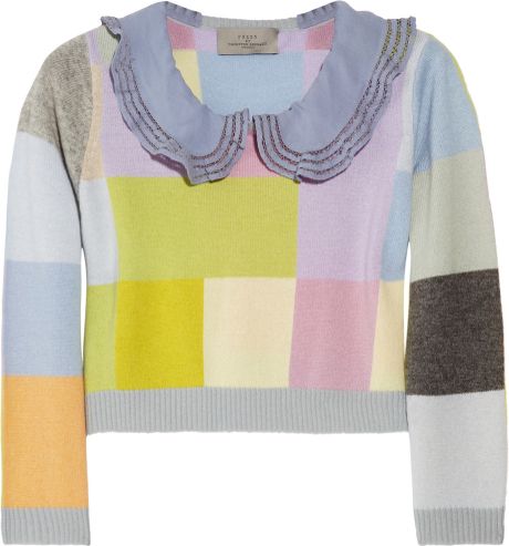 Preen Mia Cropped Pixelated Cashmere Sweater in Multicolor (multicolored) - Lyst