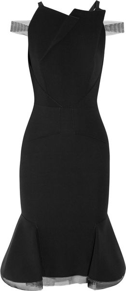 Roland Mouret Jos Flared Stretchcrepe Dress in Black - Lyst
