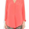Sandro Eldorado Silk Top in Pink (coral) - Lyst