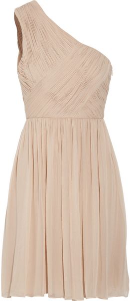  One-shoulder Pleated Silk-chiffon Dress 