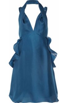 Yves Saint Laurent Ruffled Silkorganza Halterneck Dress - Lyst
