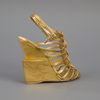 Yves Saint Laurent Wedge Sandal in Gold - Lyst