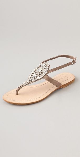 Antik Batik Sienna Crystal Thong Sandals in Beige (cream) - Lyst
