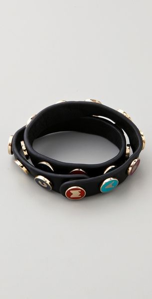 Marc By Marc Jacobs Dreamy Logo Double Wrap Bracelet in Black - Lyst