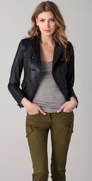 Boy by Band Of Outsiders Cropped Military Leather Jacket - Lyst