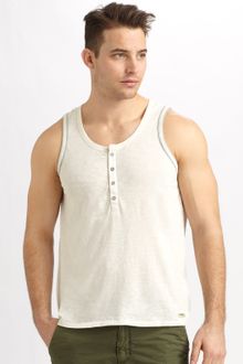 Converse Black Canvas Cotton Henley Tank - Lyst