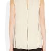 Lanvin Slitdetailed Silksatin Top in Brown - Lyst
