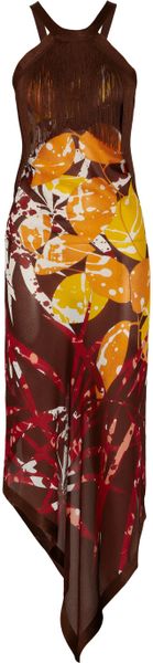 Missoni Patricia Printed Silkchiffon Dress in Brown (multicolored) - Lyst