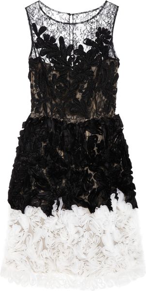 Oscar de la Renta Chantilly Lace and Organza Dress - Lyst