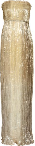 Oscar De La Renta Pleated Silkblend Lamé Gown in Gold - Lyst