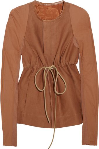  Leathertrimmed Cotton and Wool Jacket 