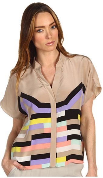 Tibi Draped Silk Blouse - Lyst